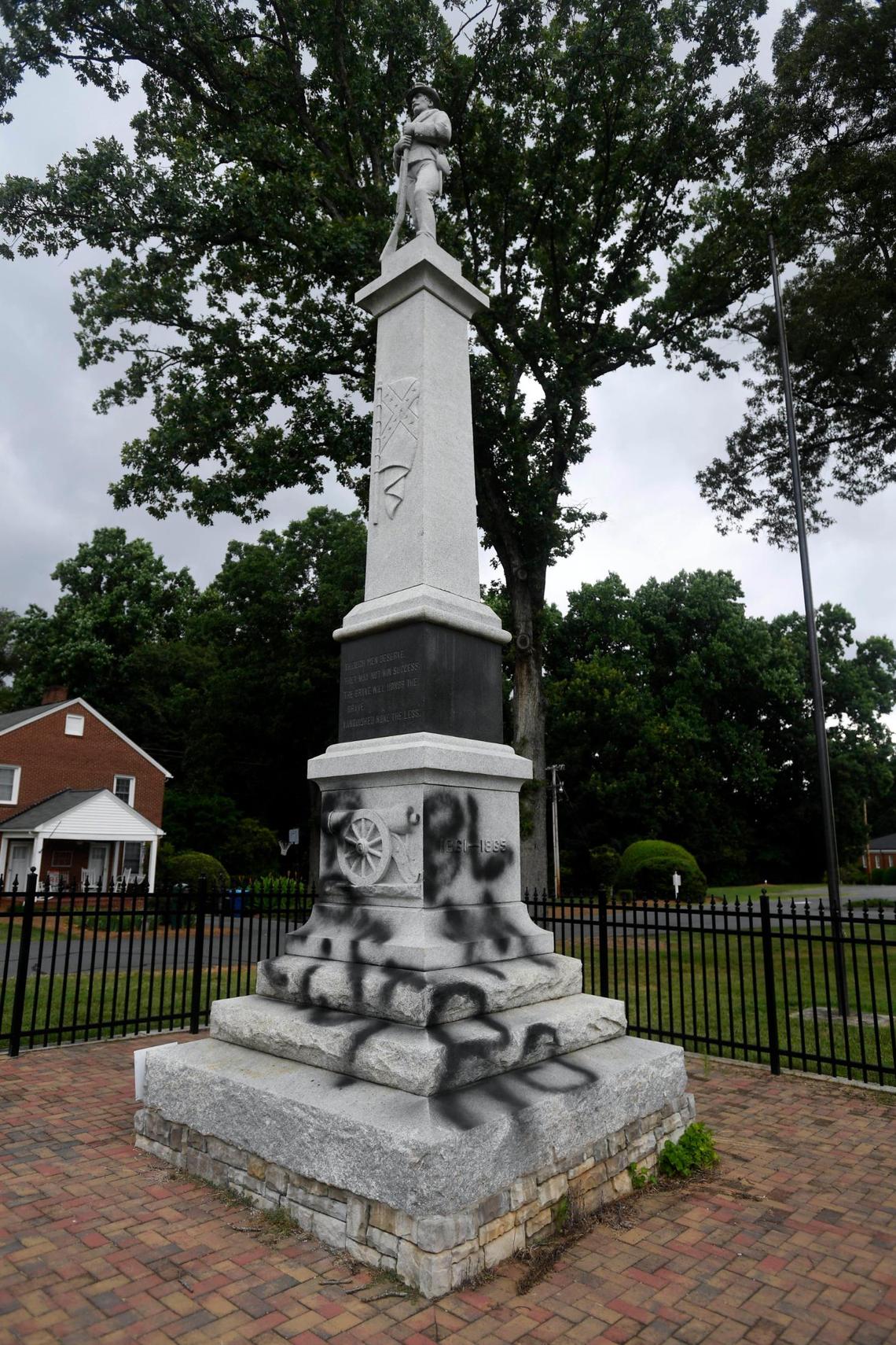 Cornelius Police arrested three suspects after a 111-year-old Confederate monument was vandalized again on the lawn of Mt Zion United Methodist Church in Cornelius Tuesday.