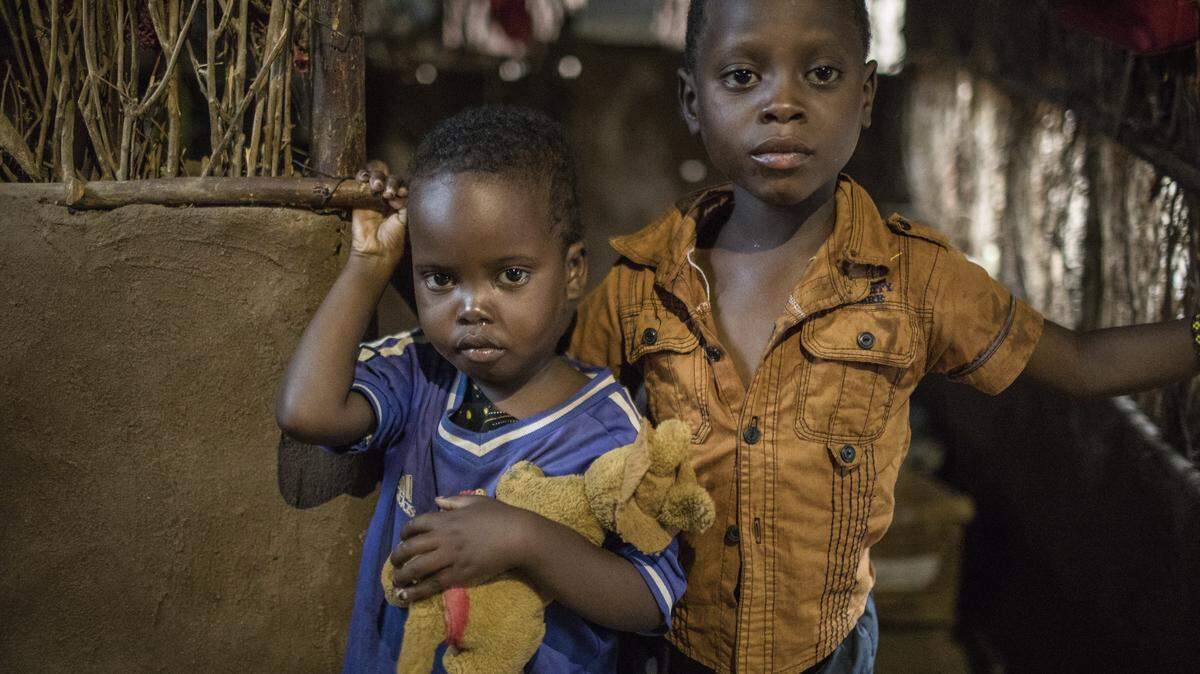 Shukri Muhamed, left, and her brother Ibrahim, 6, at the Kakuma Refugee Camp in Kenya. Their Somali mother thought they would be in the U.S. by now, but they've been at the camp since 2009.