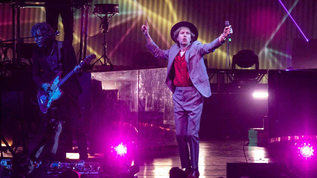 Beck performs at PNC Music Pavilion on Sunday night.