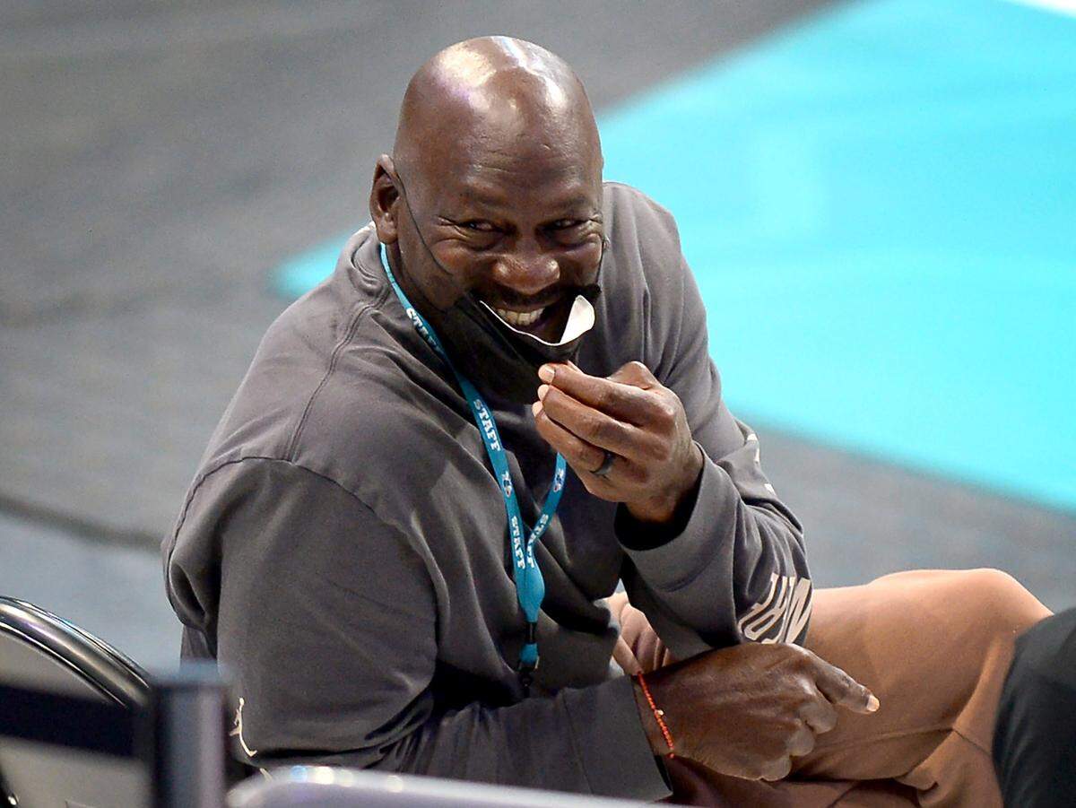 Charlotte Hornets team owner Michael Jordan during a home game in 2021.