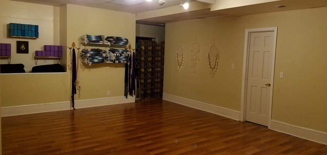Studio A offers 300 square feet to accommodate up to 20 mats and comes fully equipped with yoga props.
