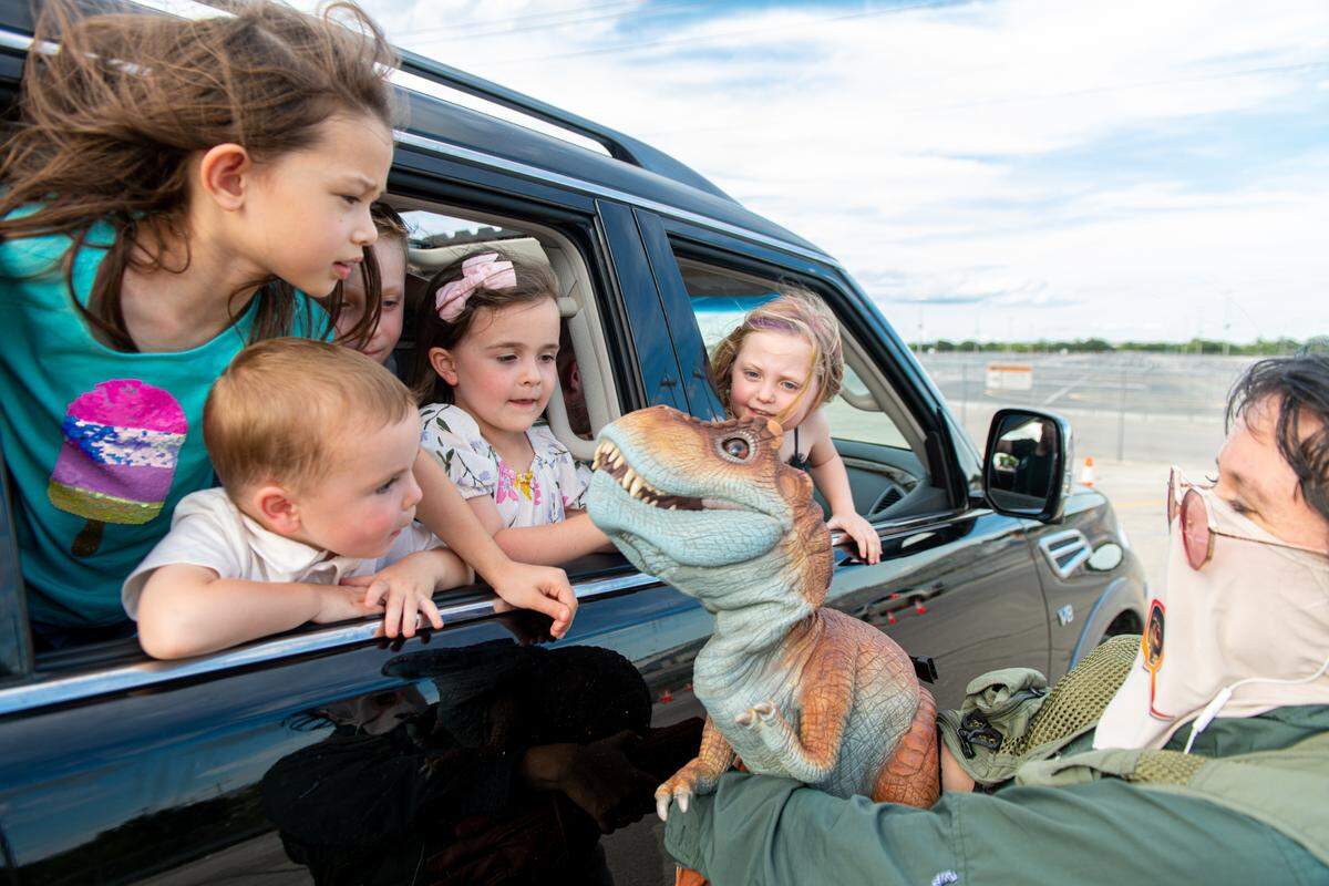 Watch your favorite dinosaurs move and roar, and you can even interact with baby dinosaurs from your car at Jurassic Quest through Feb. 21.