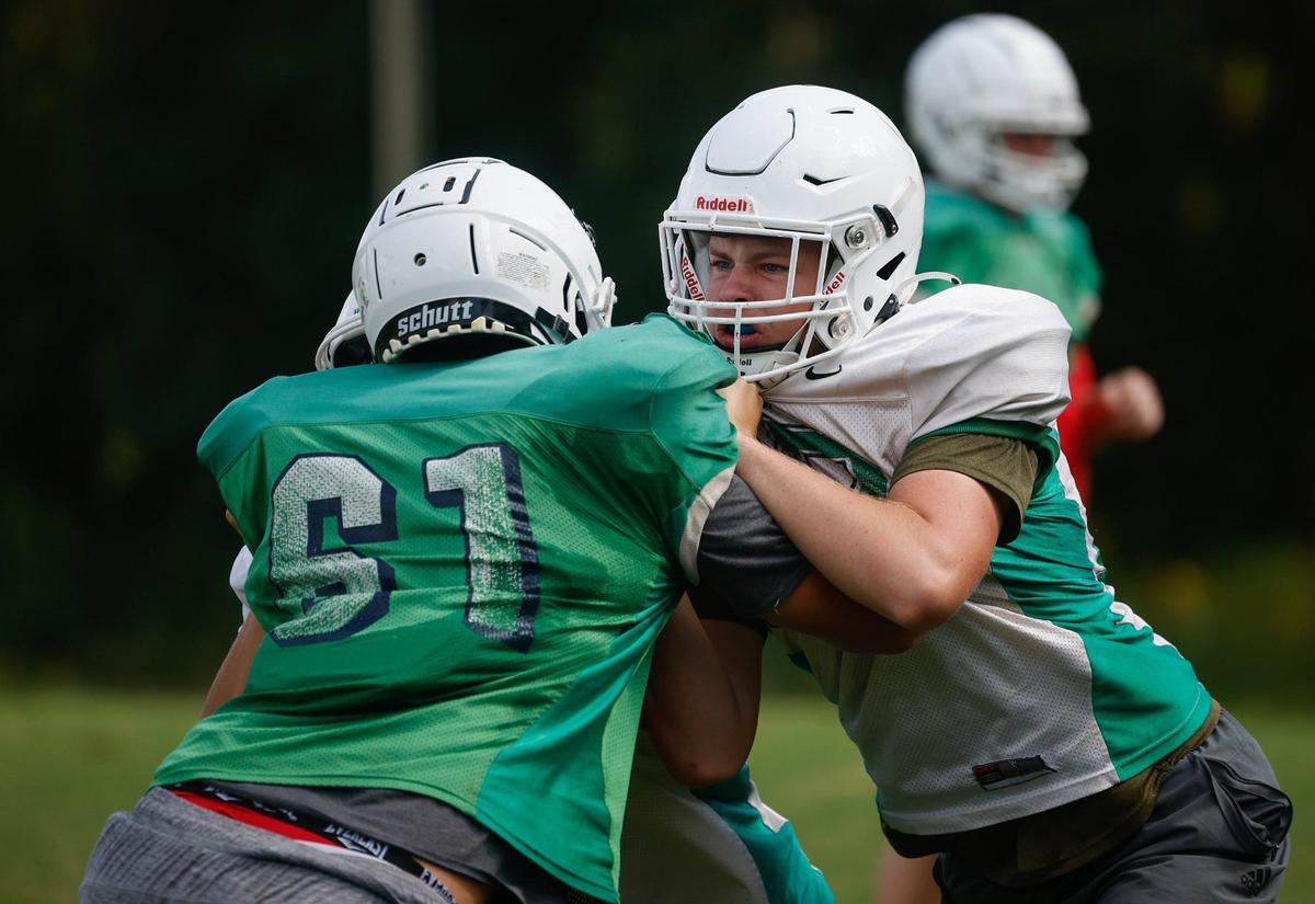 Weddington High School’s football team practices on Tuesday, August 20, 2024. Weddington will face Providence on Thursday, Aug. 22nd at Bank of America Stadium.