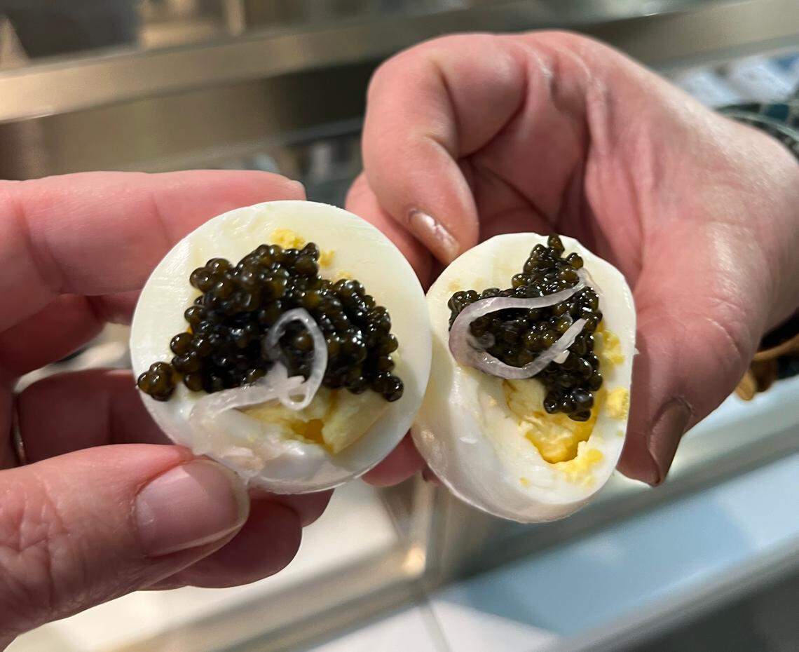 Caviar tasting at Prime Fish Cellar in Charlotte.