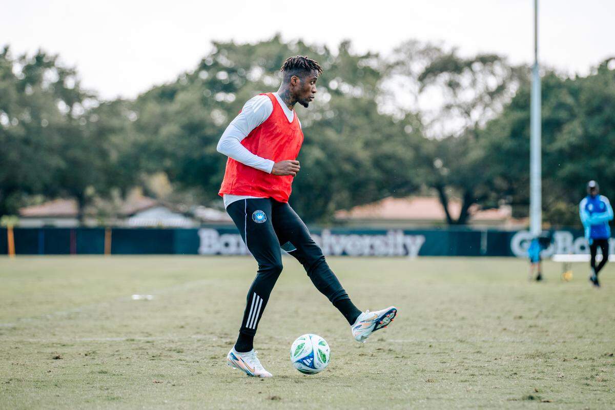 Charlotte FC signs left winger and Premier League star Wilfried Zaha ahead of the 2025 MLS season. Here he is at a recent training session.