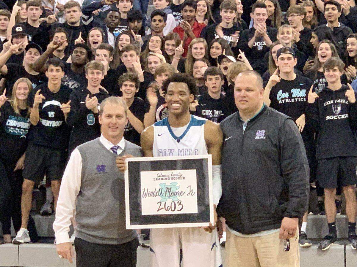 Concord Cox Mill senior Wendell Moore became Cabarrus County’s all-time leading scorer Friday