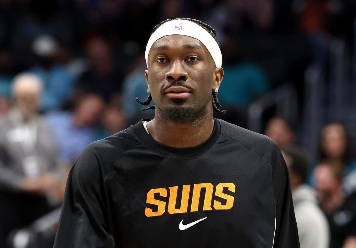 Former Charlotte Hornet and current Phoenix Suns center Mark Williams at Spectrum Center in Charlotte, North Carolina, on Thursday, April 2, 2026.