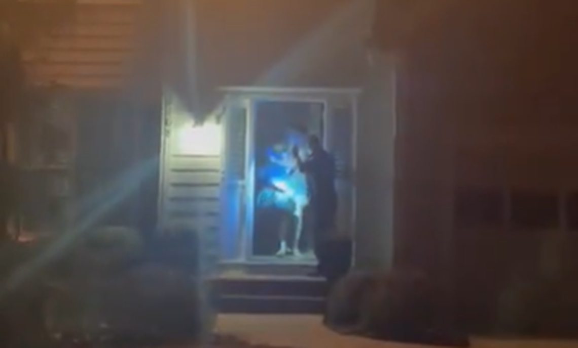 Firefighters arrived in time to find someone running from the burning home with a large bag that appeared to be loaded with belongings.