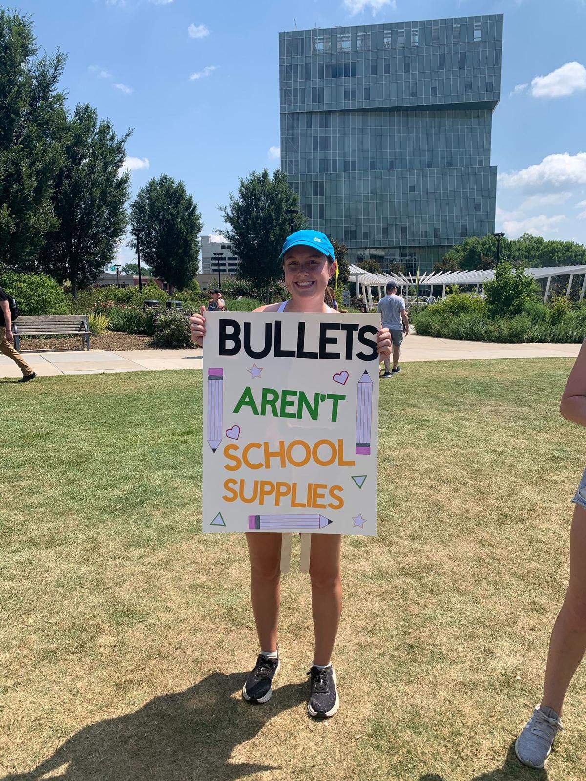 Meredith Kirkman, a UNC Wilmington student studying to become a teacher, attends the June 12, 2022 March For Our Lives rally in Charlotte. 