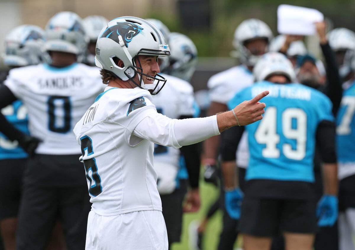 Carolina Panthers punter Sam Martin during drills on Tuesday, May 27, 2025.