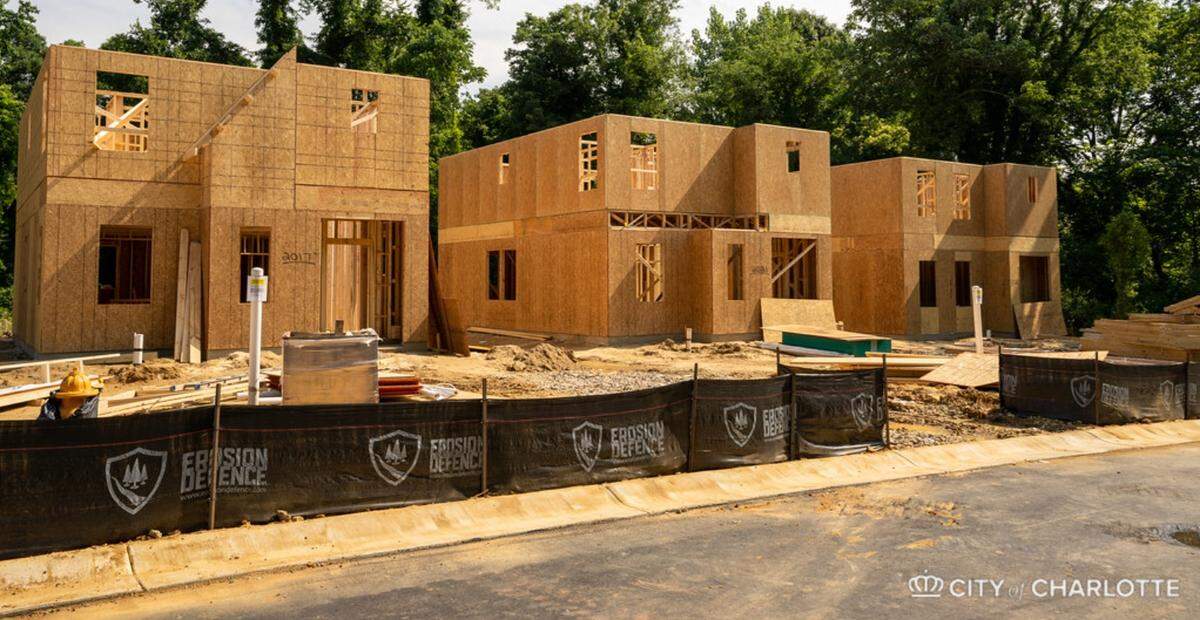 Construction of the Bishop Madison Homes began this year. The community will be nine for-sale affordable single-family homes. Yongqiang Chu, director of the Childress Klein Center for Real Estate at UNC Charlotte said the city needs more homes to combat affordability decline. 