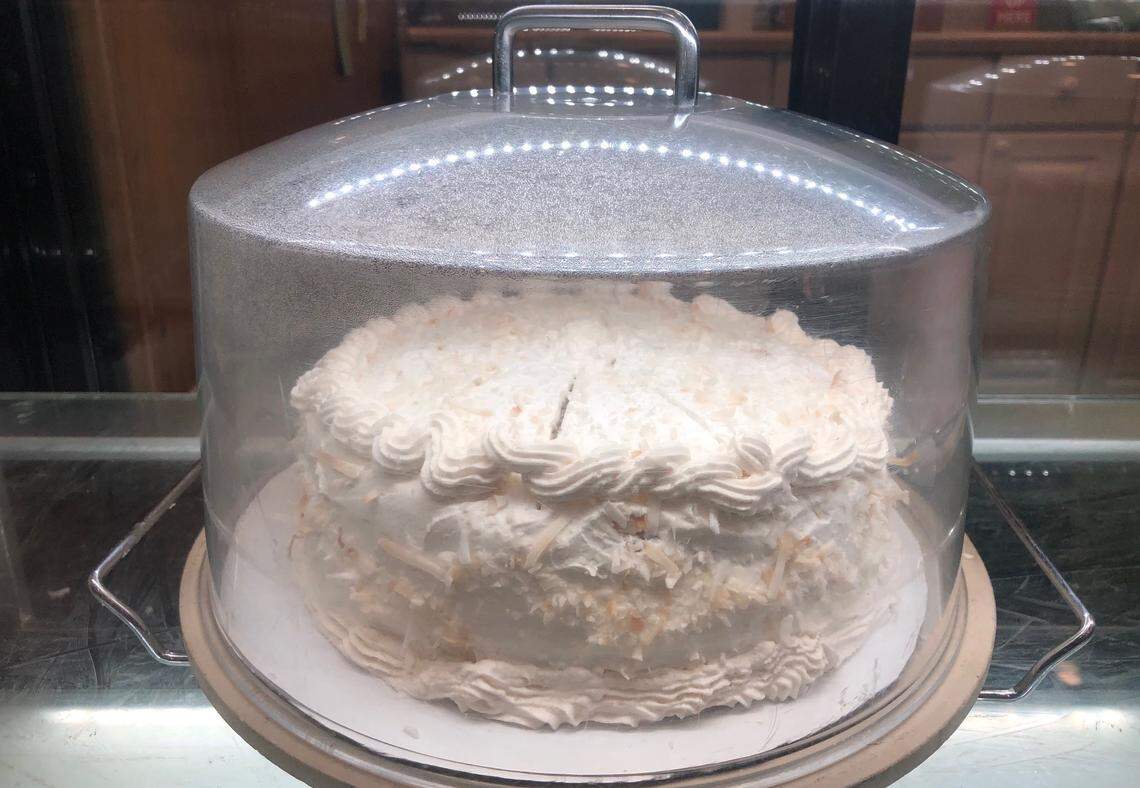 Loving Hut’s coconut cake.