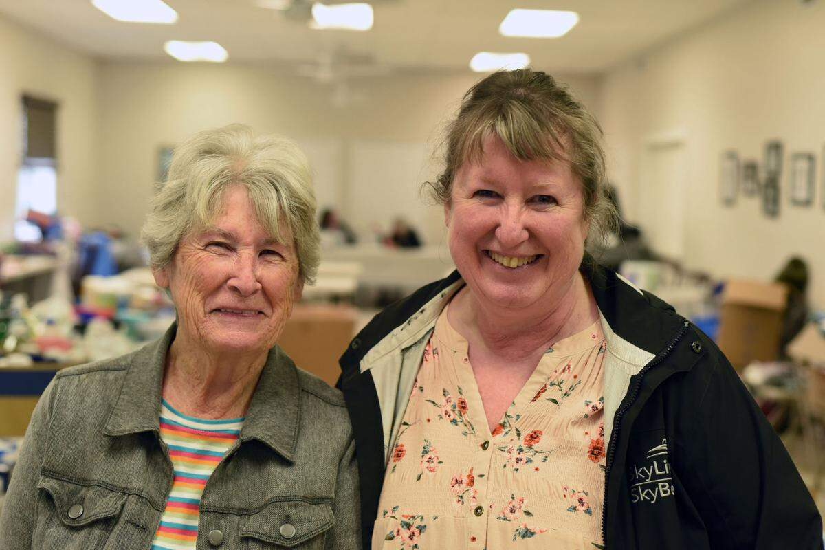 Joyce Clark, 79, left, has lived in Ashe County for 62 years. She and her daughter, Sue Davis, 60, right, knew their voting location had changed because of the local radio station.