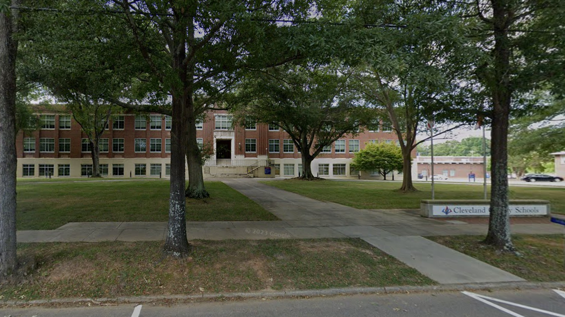 Cleveland County Schools central services building in Shelby in July 2023. The district’s school board reached a settlement with the ACLU of North Carolina.