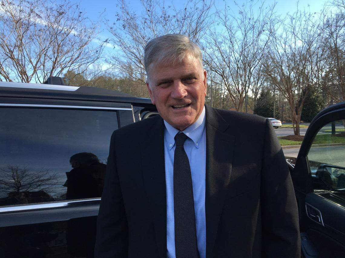Franklin Graham is shown on the grounds of the Billy Graham Library in 2018.