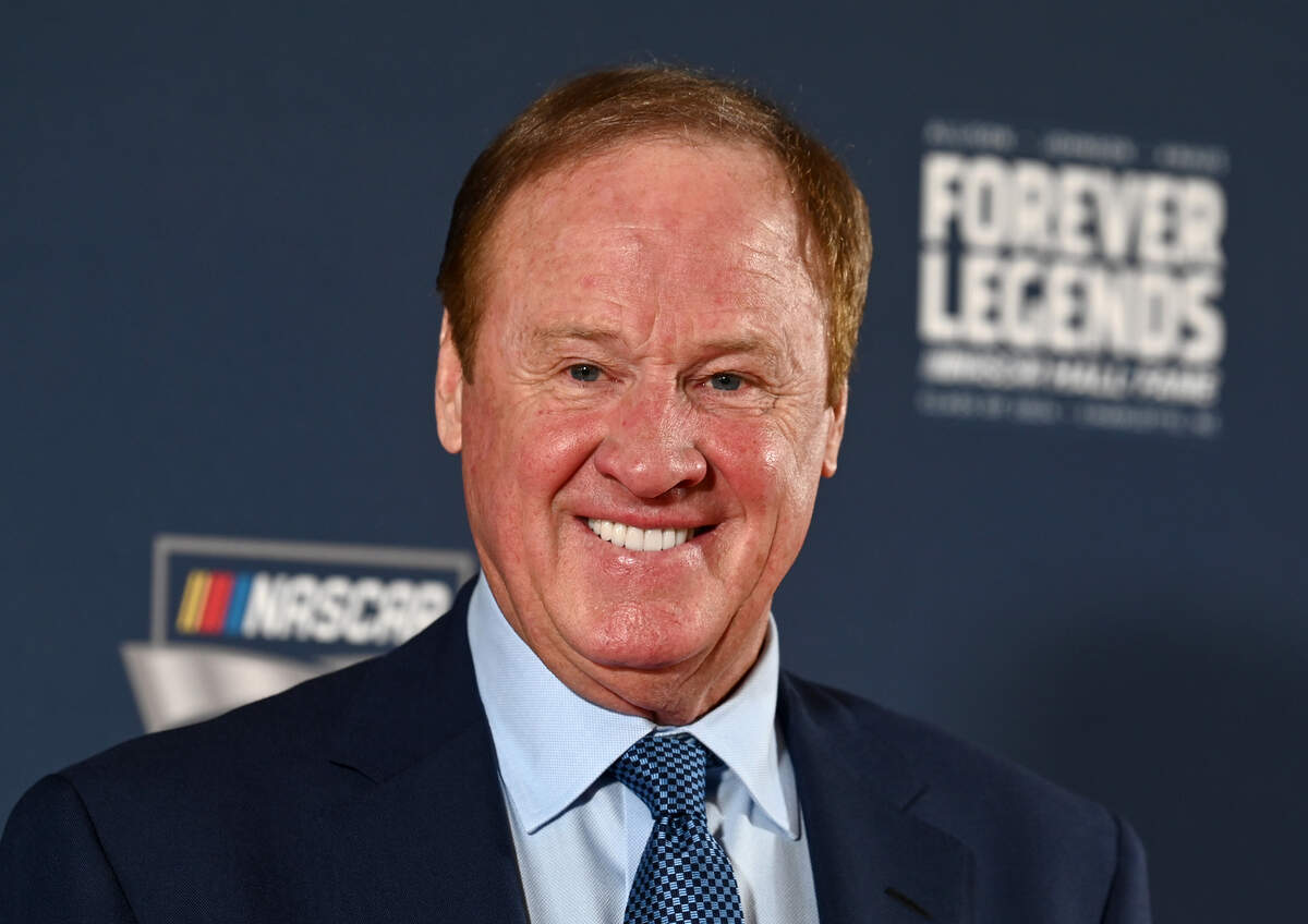 NASCAR Hall of Fame member Rusty Wallace poses for photographs along the red carpet at the NASCAR Hall of Fame in Charlotte, North Carolina, on Jan. 19, 2024.