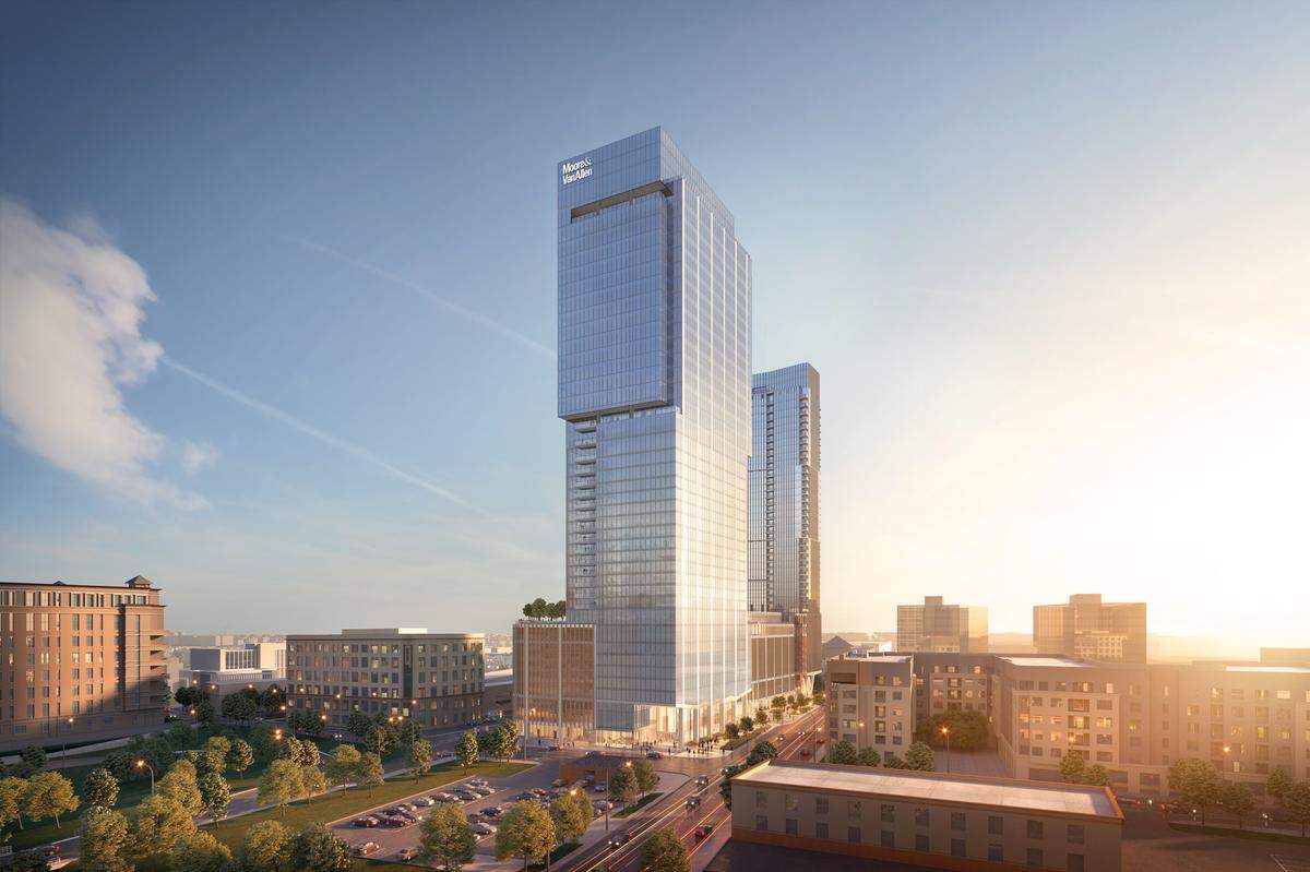 The second tower at Queensbridge Collective in South End will be 43 stories and over 540 feet tall, making it the 8th-tallest building in Charlotte. 1111 South Tryon was designed by architecture firm Goettsch Partners.