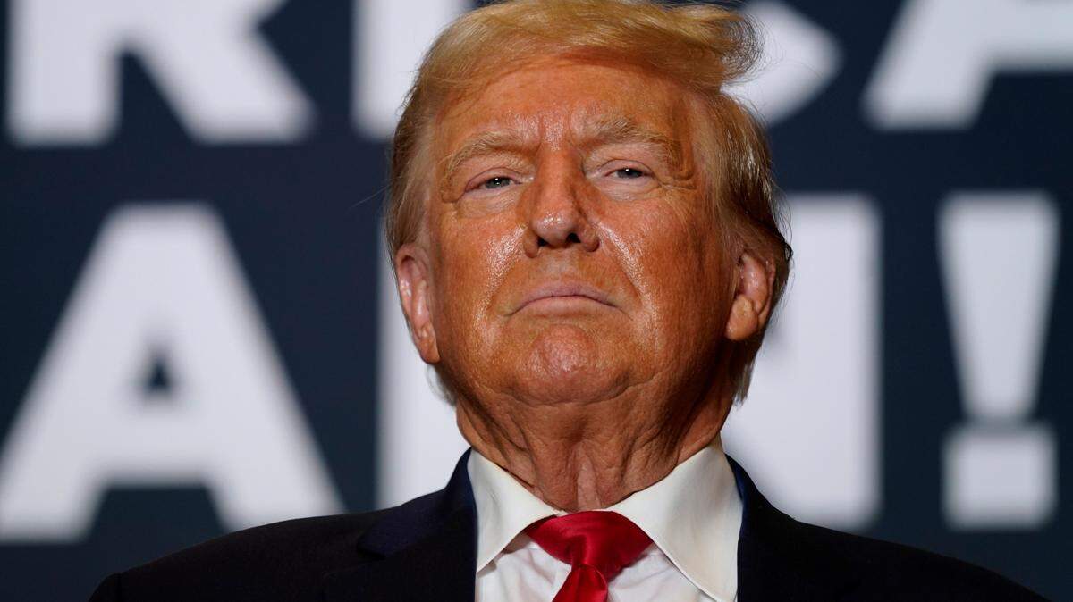 Former President Donald Trump at a commit to caucus rally, Saturday, Oct. 7, 2023, in Cedar Rapids, Iowa.