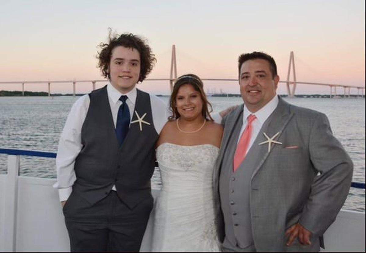 Jimmy Freiberg, right, on his wedding day in 2014 with Vanessa Freiberg and his son Matthew.