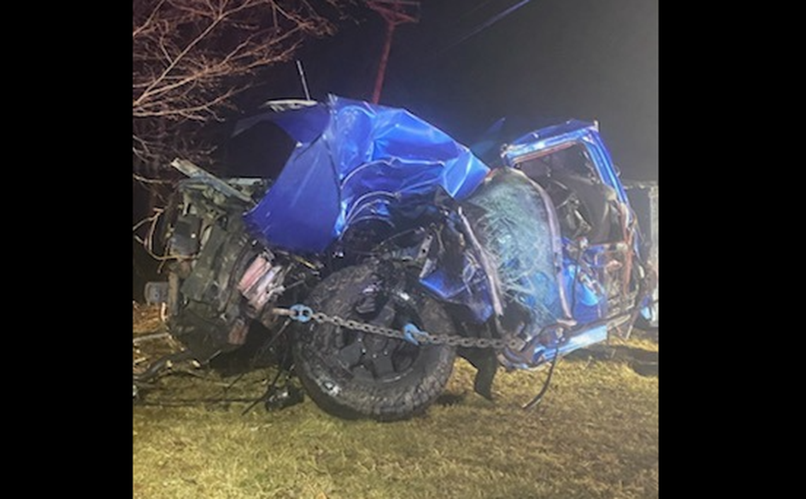 The crash happened around 2:45 am Saturday on N.C. 105 in the Linville area, and a tow truck was used to pull the heavily damaged truck back to the road, the Linville Volunteer Fire Department reported in a Facebook post.