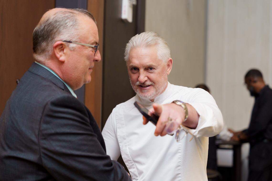 FORK Cancer founder Mark Allison mingles with guests at the 2023 dinner.