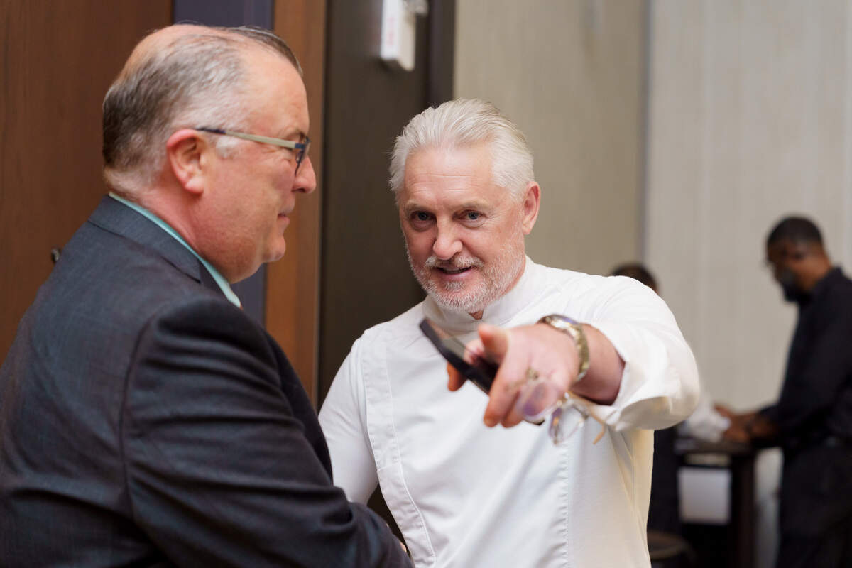 FORK Cancer founder Mark Allison mingles with guests at the 2023 dinner.