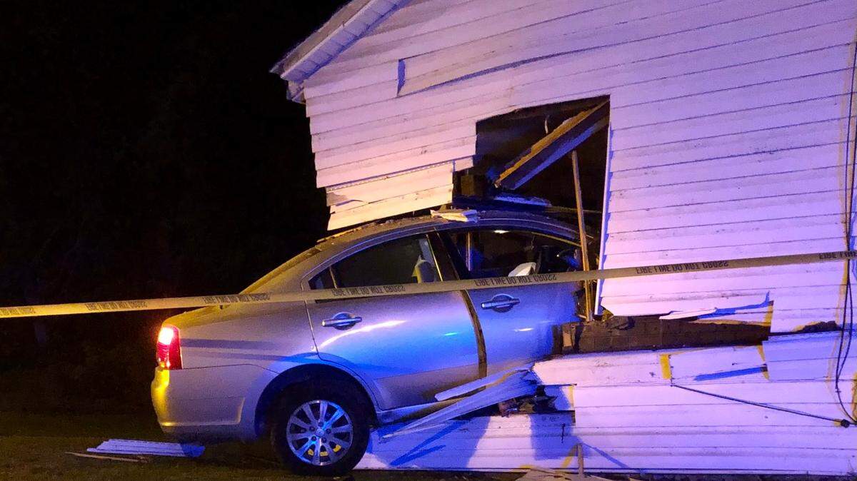 A photo taken at 3:52 a.m. on June 5th, 2021, by Galen Young’s sister shows the damage sustained when a 2008 Mitsubishi Galant crashed through a window and into the house of Young’s mother in Memphis, Tenn. Galen Young, a former Charlotte 49ers basketball star who was sitting in front of a desktop computer inside the house, was killed in the crash.