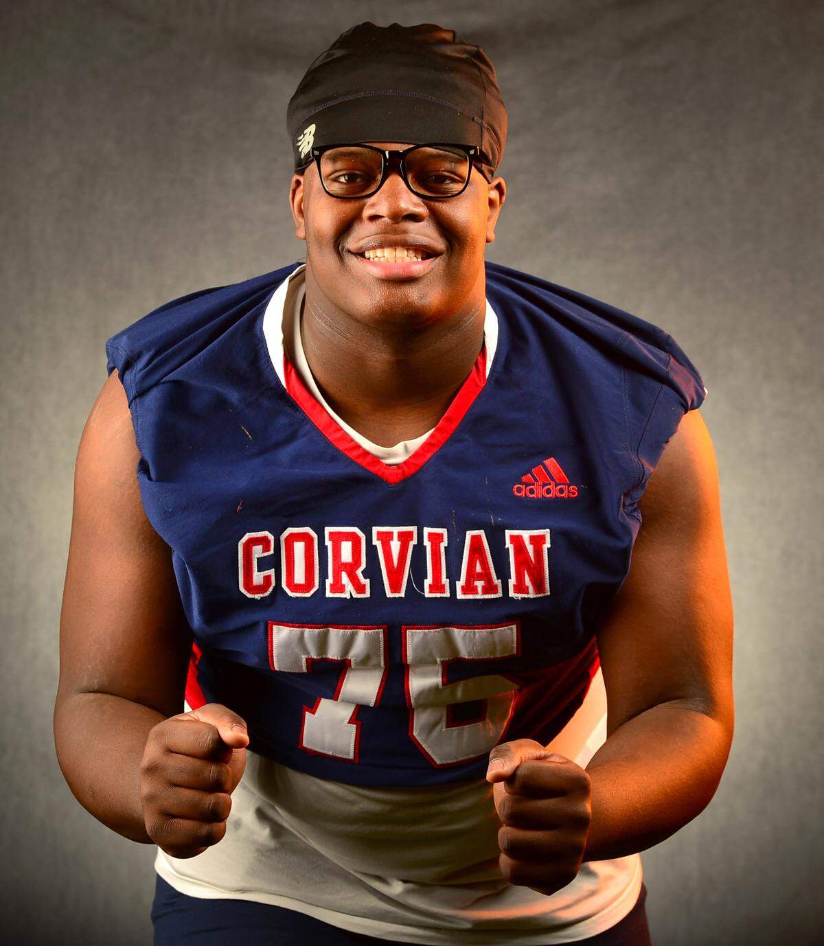 Corvian Community School Cardinals defensive lineman Nathaniel Kamba on Tuesday, December 9, 2025.