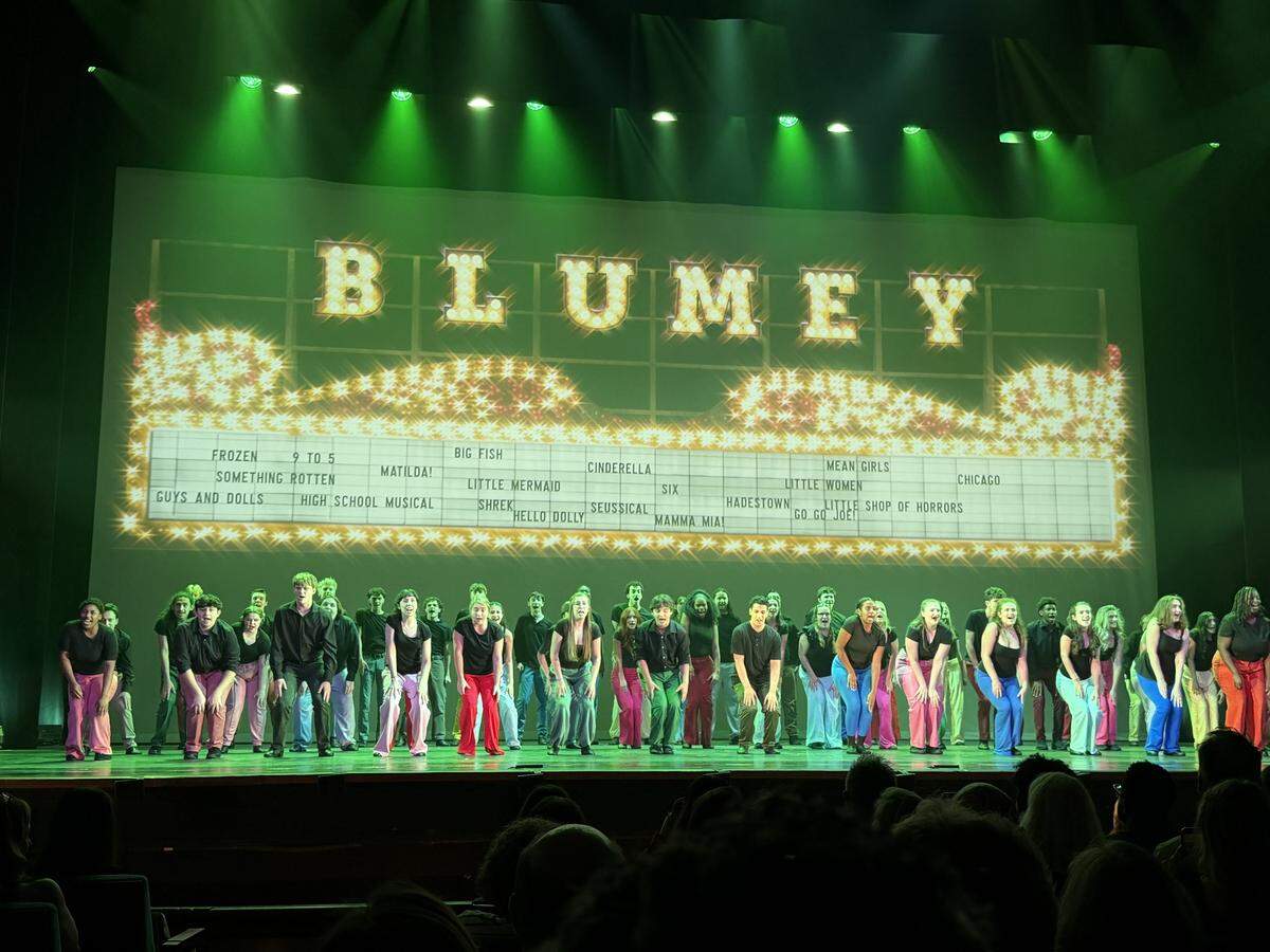 The Blumey Awards’ opening number at Belk Theater on Sunday, May 17, 2026, featuring songs from Blumenthal Arts’ 2025-26 and 2026-27 seasons. The awards recognize the best in musical theater in the Charlotte region.