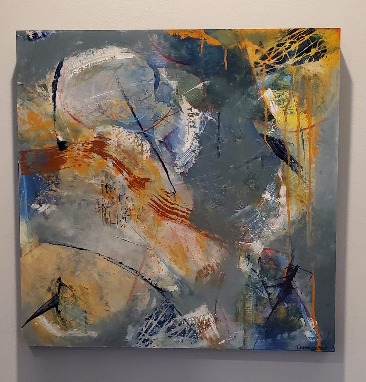 “Planetary Motions,” an acrylic on wood by Patty Dawson-Elli, is among the 20 works by Charlotte artists included in the Charlotte Art League’s virtual exhibit.
