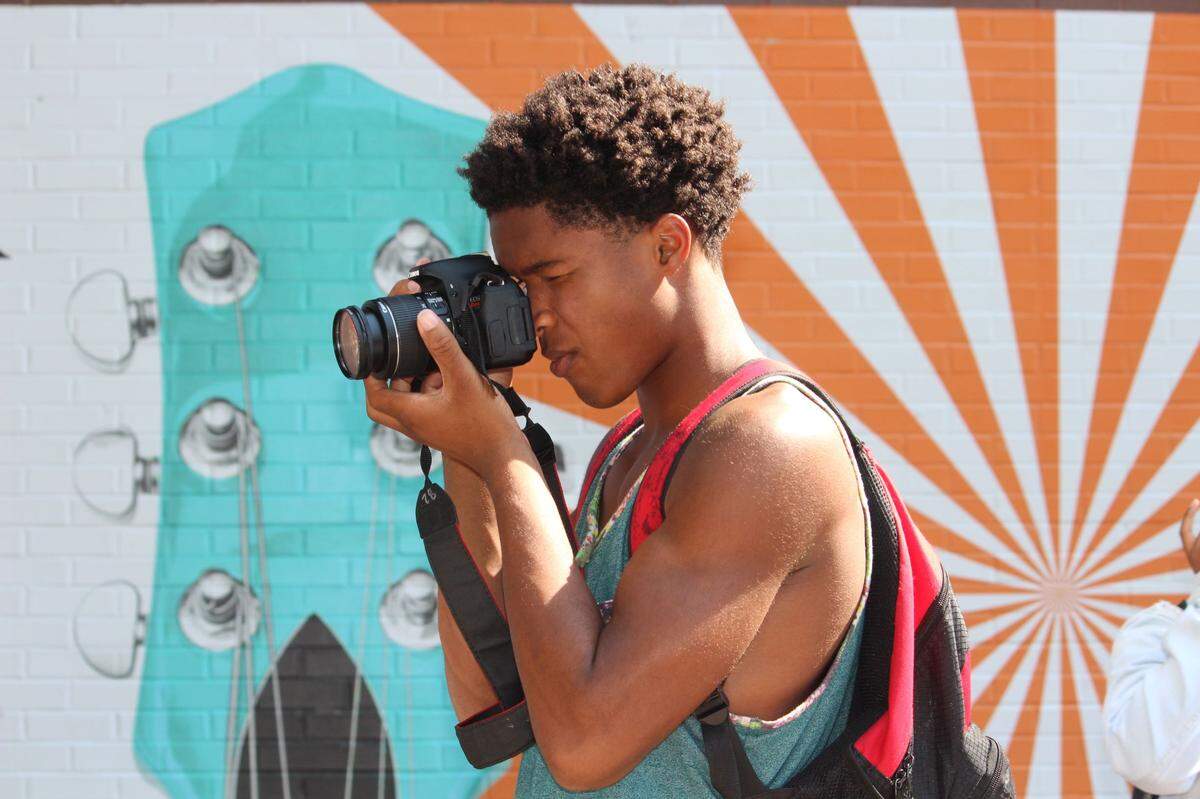 Studio 345 students, like Mekhi Hampton pictured here, learn the technical aspects of their art form and explore their personal voice and creativity with guidance from professional artists. Hampton graduated from South Mecklenburg High School in 2017 and now attends Central Piedmont Community College.