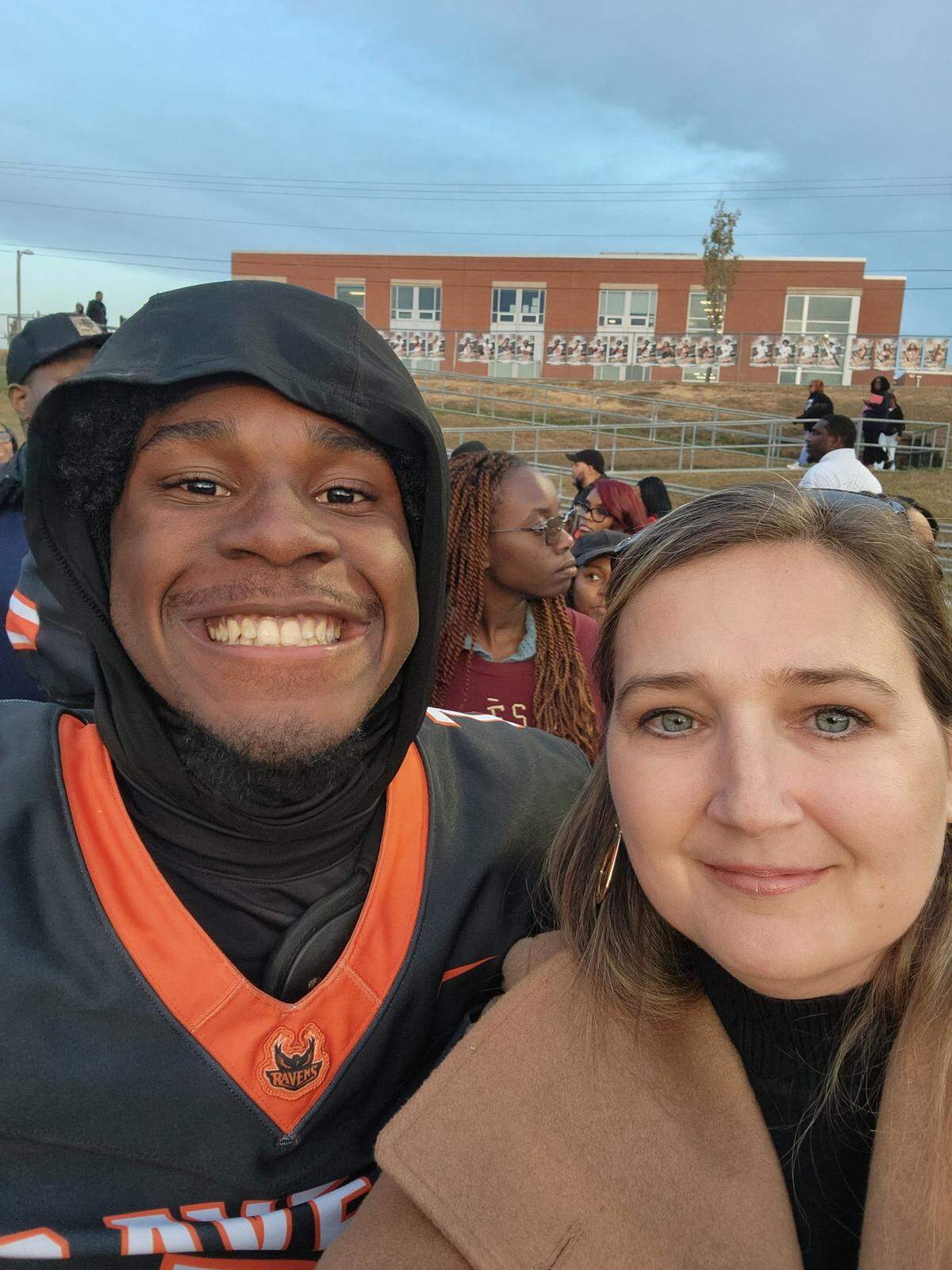 Maggie McClamrock and Elijah Phillips at Rocky River High game