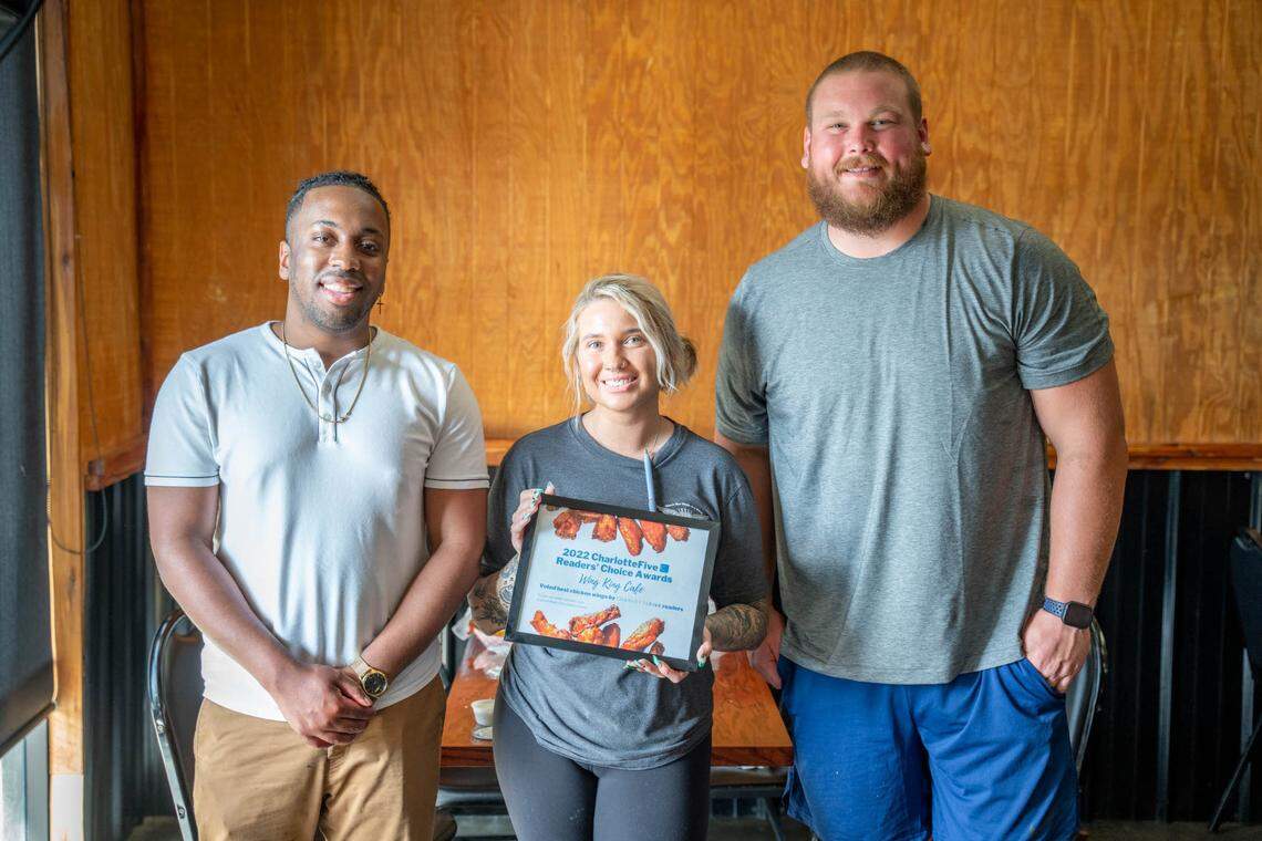 Jonathan Alexander, McKenna Murr and Bradley Bozeman at Wing King.