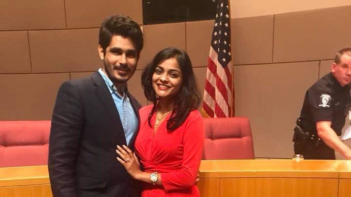 Vaibhav Bajaj and council member Dimple Ajmera. Bajaj proposed to Ajmera at Monday's council meeting.