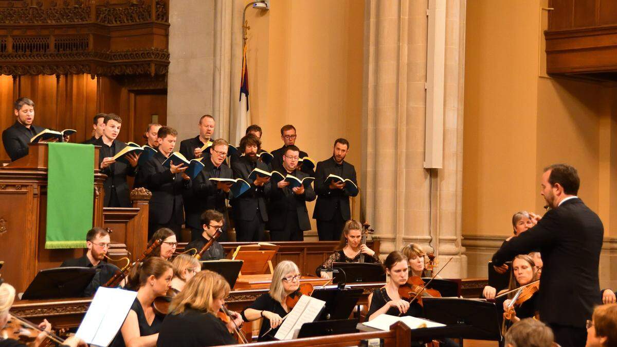 The Bach Akademie Charlotte Cantata Choir and the North Carolina Baroque Orchestra perform Bach’s B minor mass under the direction of Scott Allen Jarrett at Centenary United Methodist Church in Winston Salem in June 2018.