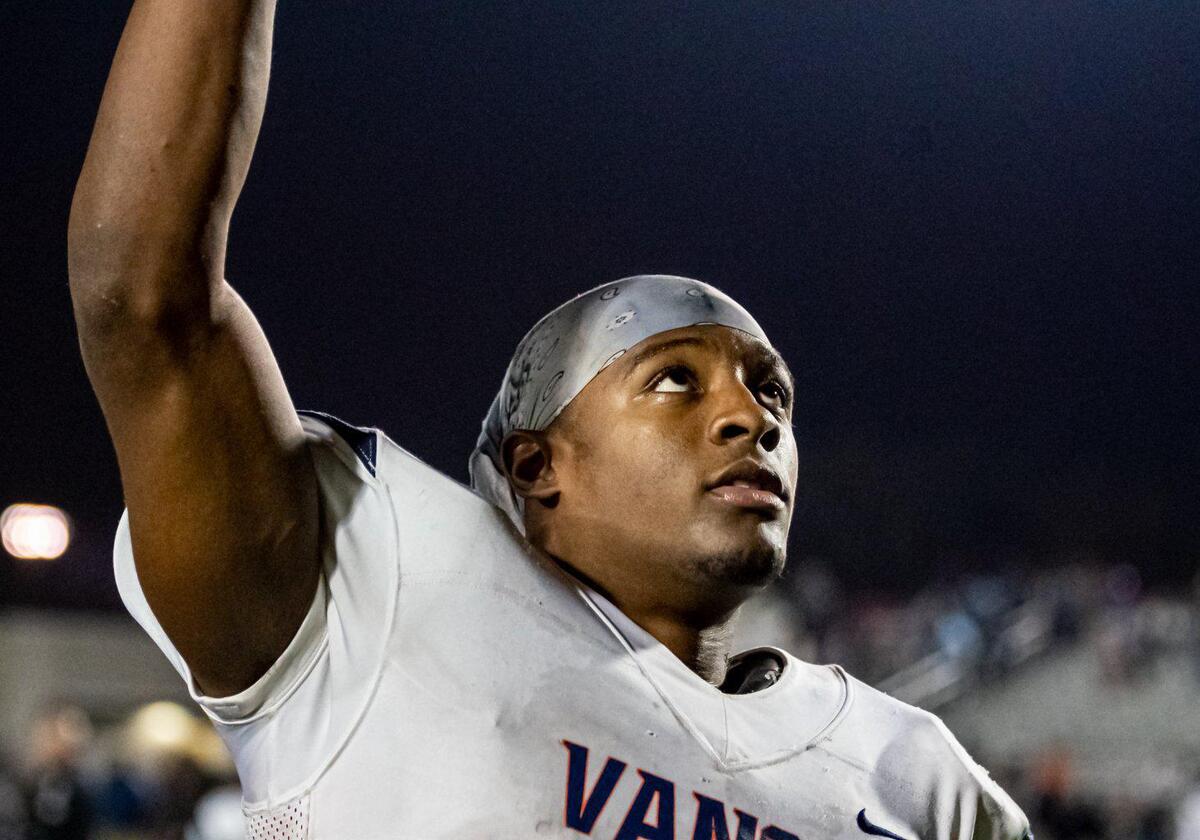 Vance Power Echols celebrates his team’s win 13-7 over Mallard Creek.