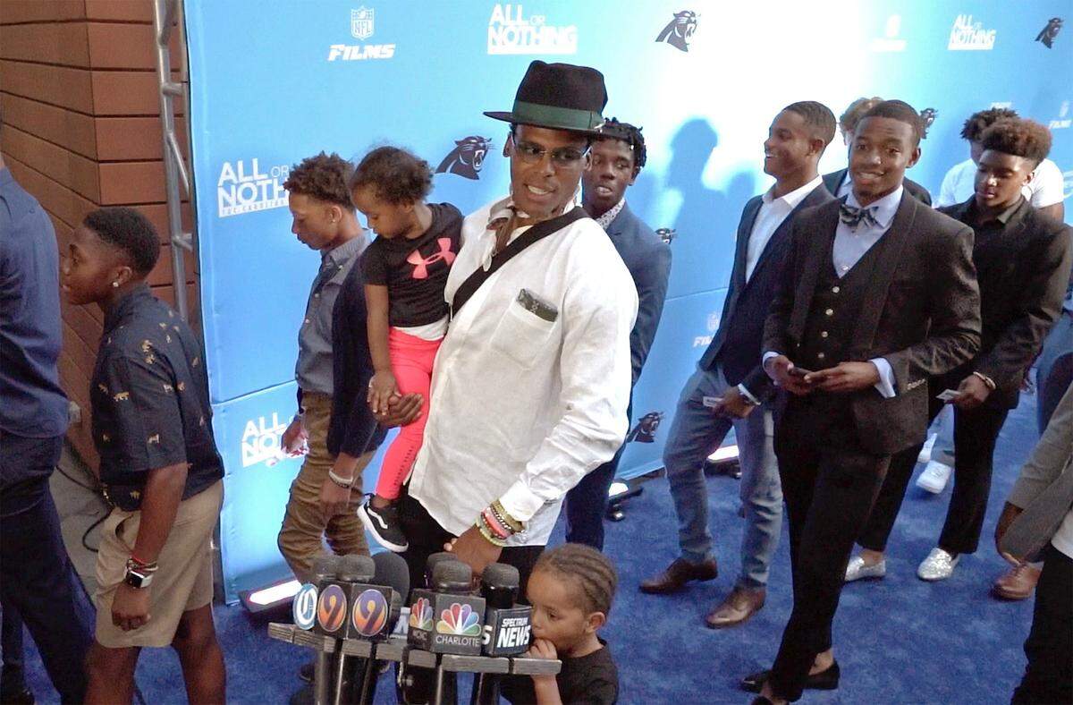 Carolina Panthers quarterback Cam Newton walks the blue carpet prior to the premiere of Amazon’s “All or Nothing,” a season with the Carolina Panthers. The premiere was held at the Knight Theater in Charlotte, NC on Thursday, July 18, 2019.