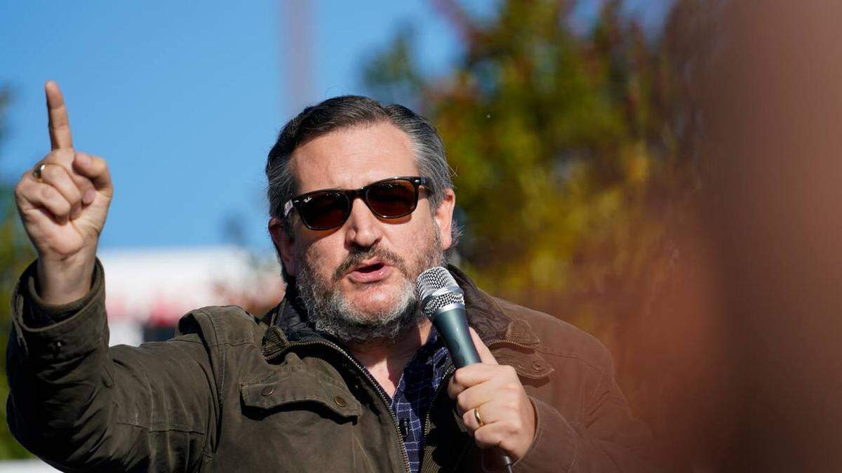 Sen. Ted Cruz, R-Texas, speaks at a campaign rally in Cumming, Ga. Jan. 2 for Sen. Kelly Loeffler. Cruz is leading the longshot effort in Congress to overturn Joe Biden’s presidential win.