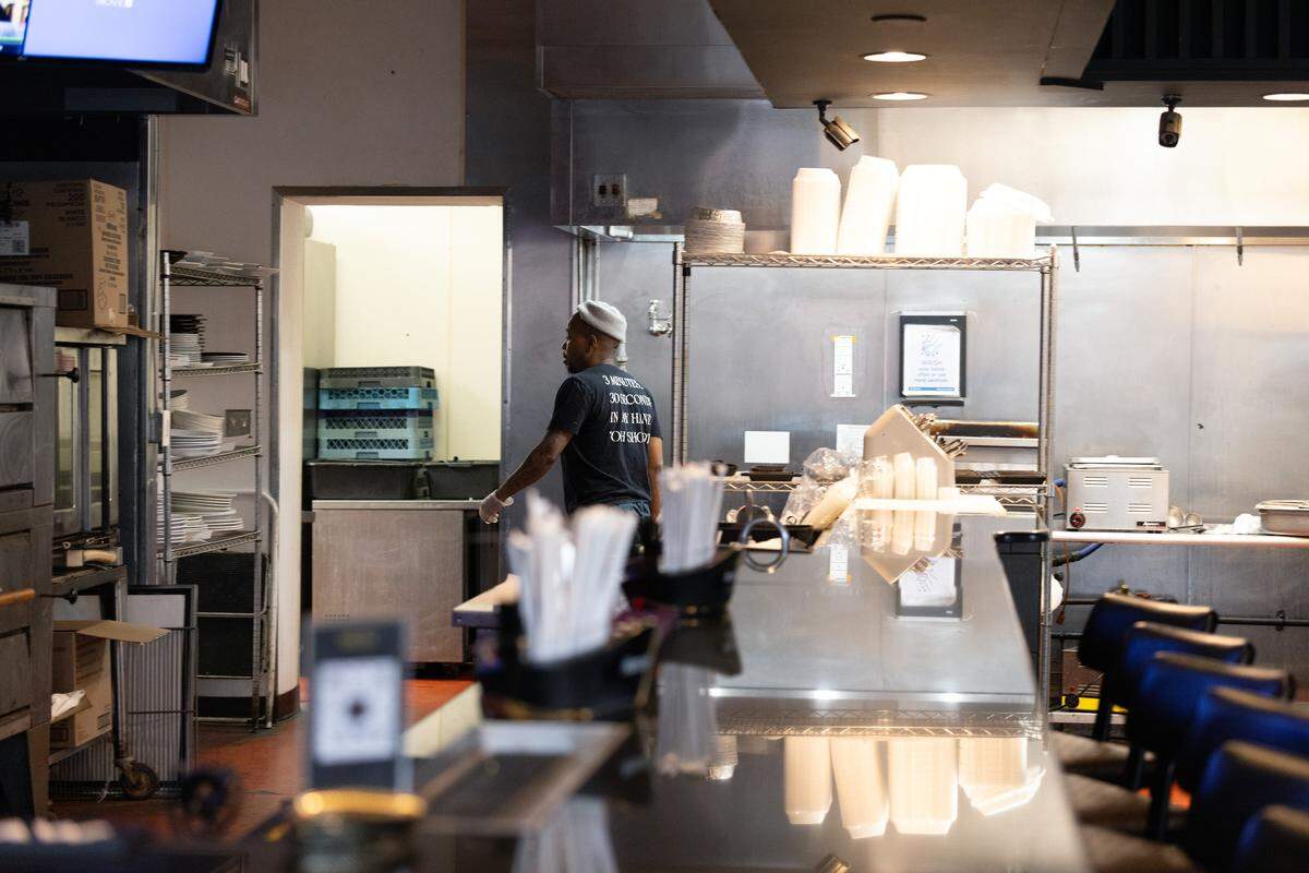Behind the counter at Don’s Restaurant in Uptown Charlotte, on February 19, 2026, between the service line and the back of house.