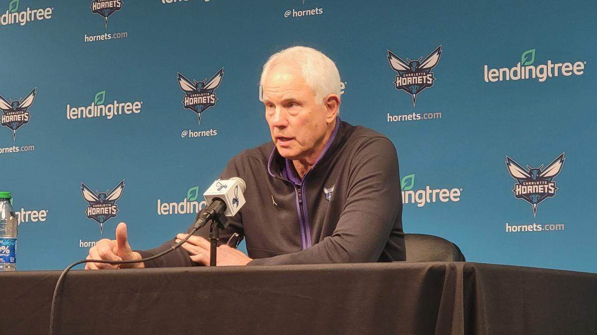 Charlotte Hornets general manager Mitch Kupchak met with the media Tuesday at Spectrum Center. (Charlotte Observer photo)