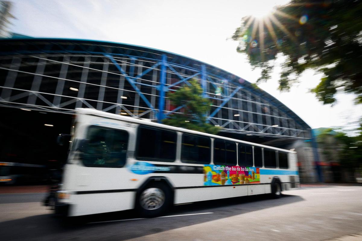 A CATS bus passes the Charlotte Transportation Center on East Fourth Street in Charlotte, N.C., Tuesday, July 12, 2022. CATS is currently facing a bus driver shortage which has been affecting commuters.