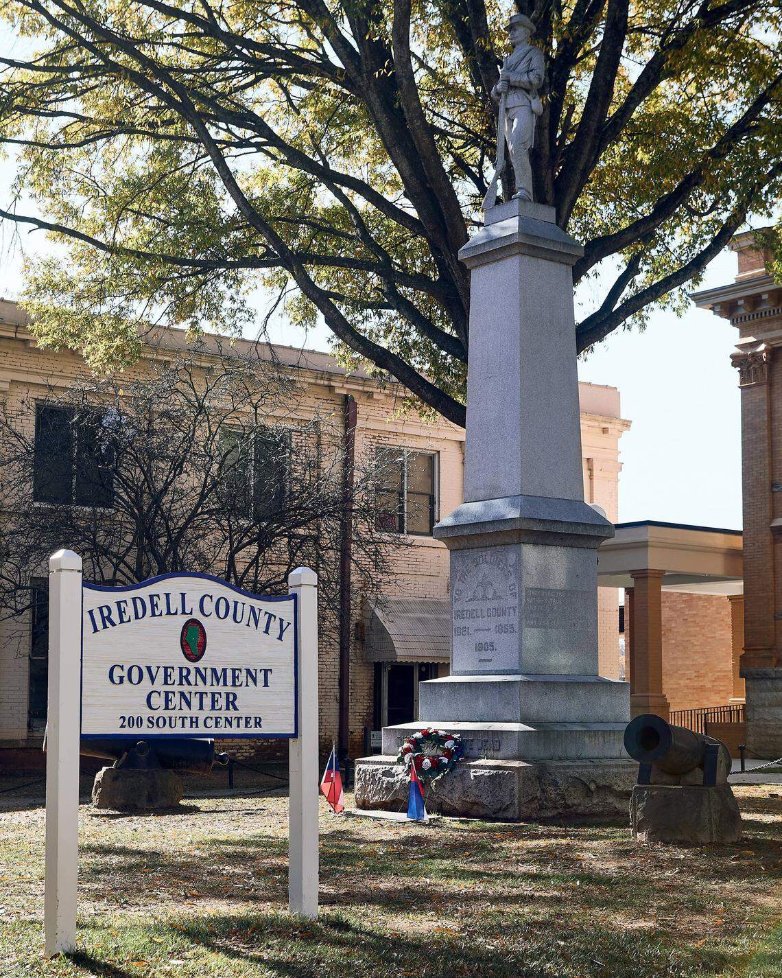 The Old Iredell County Courthouse in downtown Statesville includes a 1906 statue of a Confederate soldier funded by the Daughters of the Confederacy.