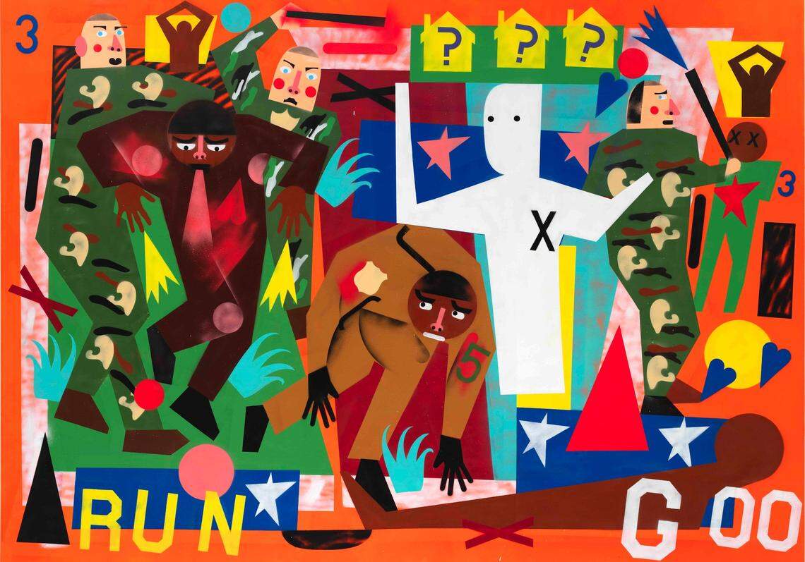 Nina Chanel Abney, Always Ready, Always There, 2018. Green Family Art Foundation, courtesy Adam Green Art Advisory. © Nina Chanel Abney.