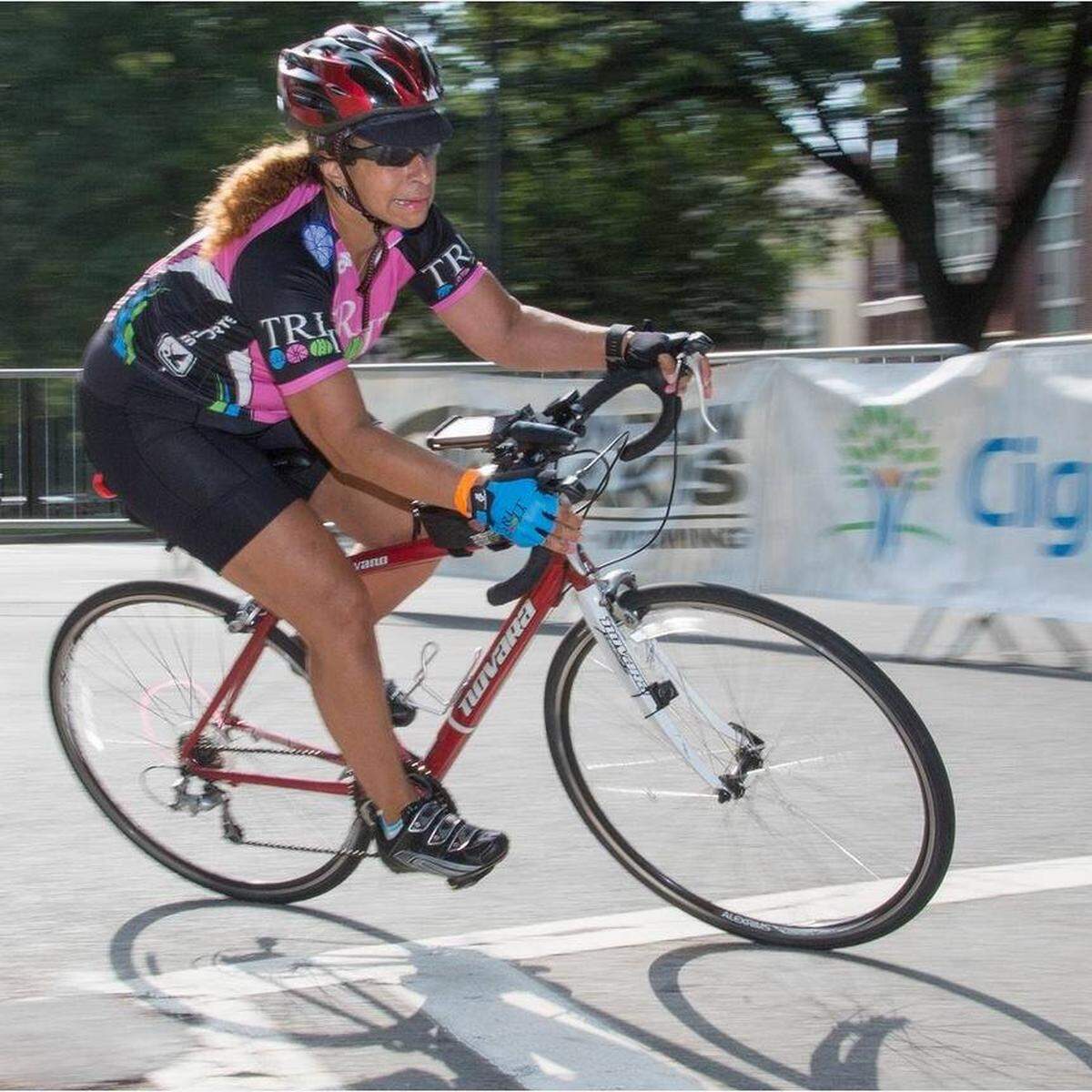 Dawn Calhoun rides in the 24 Hours of Booty charity event in Charlotte in July 2016.