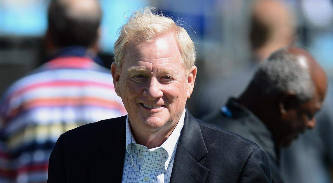 Former Carolina Panthers general manager Bill Polian walks along the field on Sunday, September 22, 2013 at Bank of America Stadium in Charlotte, NC. The Panthers hosted the New York Giants.