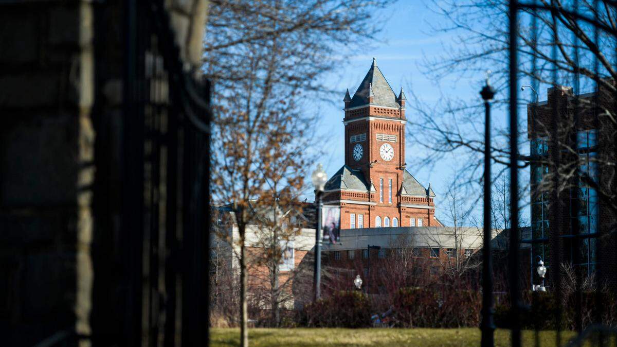 Biddle Hall clock and bell tower at Johnson C. Smith University located at 100 Beatties Ford Road in Charlotte, N.C., Wednesday, Feb. 2, 2022. Several historically black universities around Charlotte received bomb threats this week.