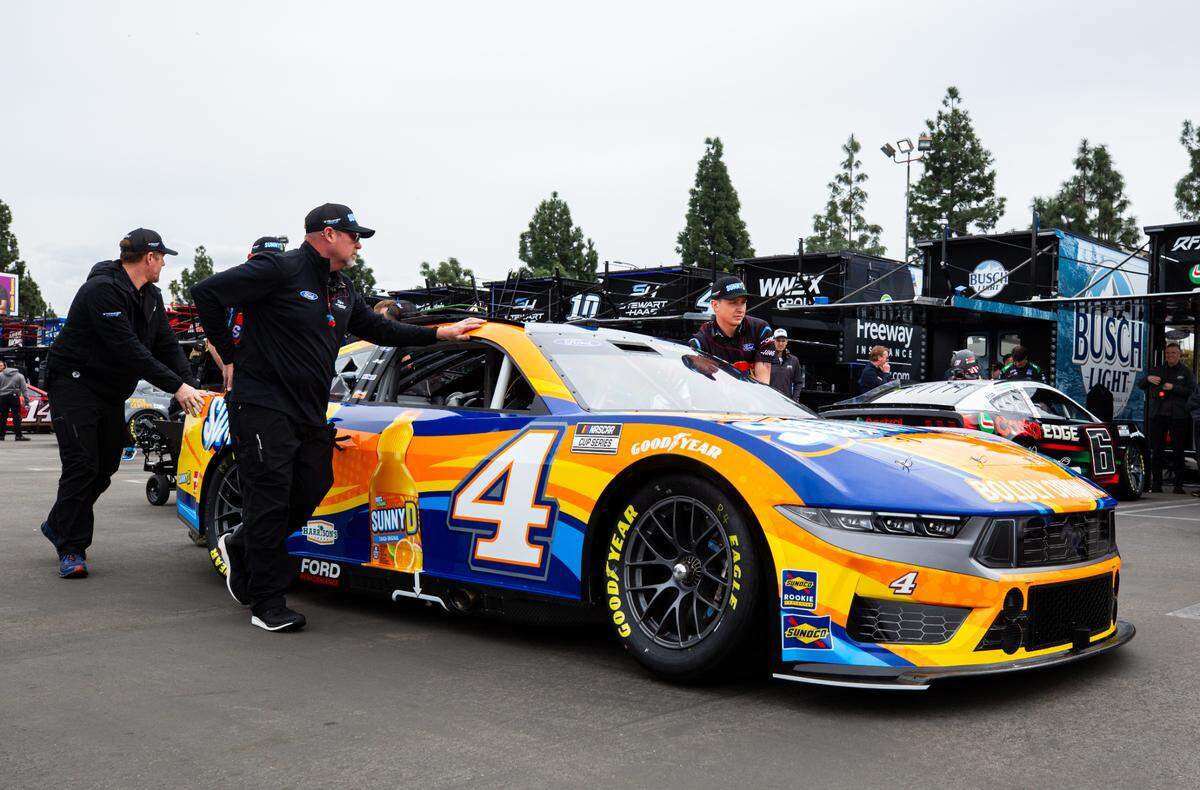 Feb 3, 2024; Los Angeles, California, USA; The car of NASCAR Cup Series driver Josh Berry (4) before qualifying for the Clash at the Coliseum at the Los Angeles Memorial Coliseum.