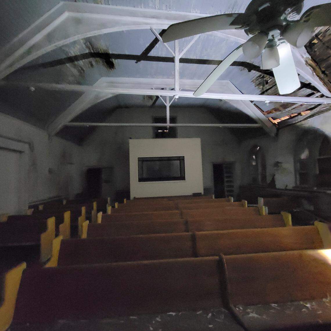Photos taken in June show the inside of the Old Mount Carmel Baptist Church, just off Johnson C. Smith University’s campus. The building was designated as a historic landmark.