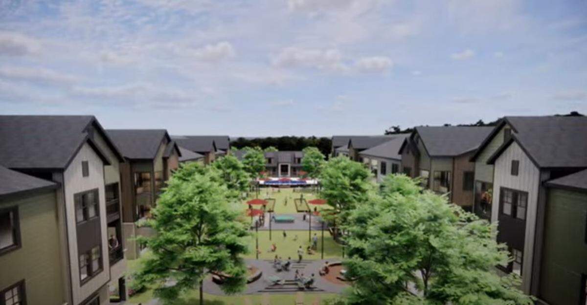 A central gaming yard would highlight part of the proposed Alex Yards development in Huntersville, its developer told the Huntersville Board of Commissioners Tuesday night, May 6, 2025.