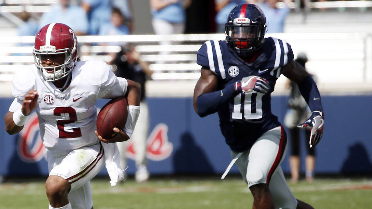 Mississippi defensive end Marquis Haynes (10) brings speed off the edge to the Carolina Panthers, who traded up to select him late in the fourth round of the NFL draft.